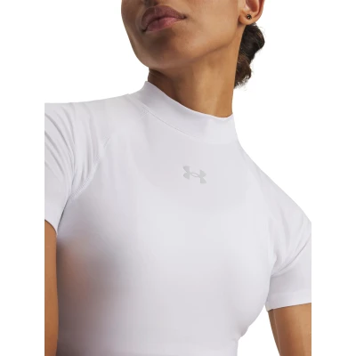 Under Armour HeatGear Crop Mock SS-WHT dámské kompresní tričko