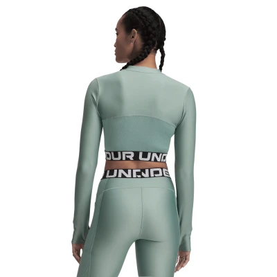 Under Armour HeatGear Rib 1/4 Zip LS-GRN dámské tréninkové tričko s dlouhým rukávem