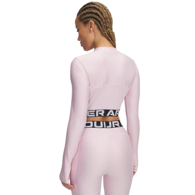Under Armour HeatGear Rib 1/4 Zip LS-PNK dámské tréninkové tričko s dlouhým rukávem