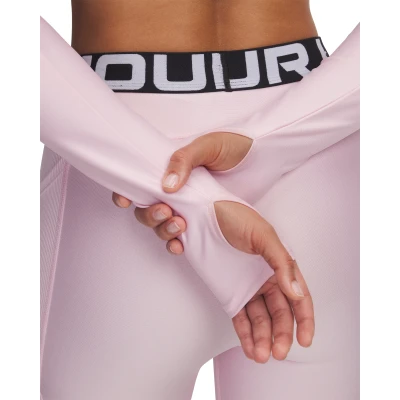 Under Armour HeatGear Rib 1/4 Zip LS-PNK dámské tréninkové tričko s dlouhým rukávem