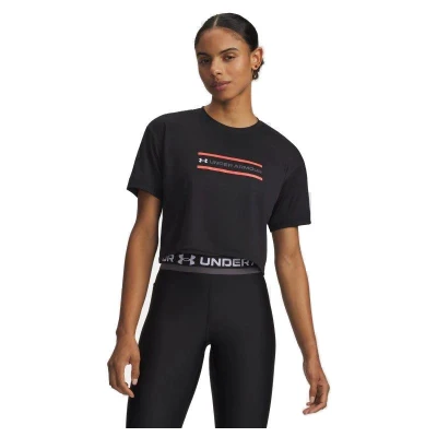 Under Armour Tech Branded Crop SS-BLK dámské tréninkové tričko