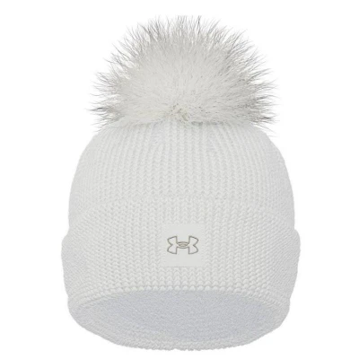 Under Armour UA Halftime Ribbed Pom-WHT dámská zimní čepice