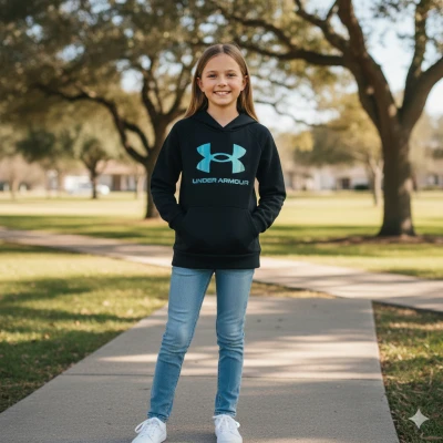 Under Armour UA Rival Flc Shimmer Hdy dívčí mikina s kapucí