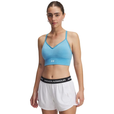 Under Armour Vanish Seamless Washed Low-BLU dámská sportovní podprsenka