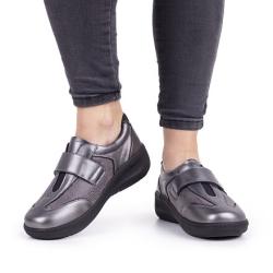 Vlnka Dámské kožené polobotky na suchý zip Dagmar šedá obuv dospělé