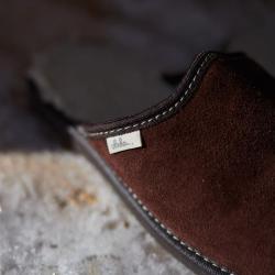 Vlnka pánské kožené pantofle s ovčí vlnou - tmavě hnědá POUZE EU 49 (VÝPRODEJ)