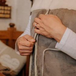 Vlnka Vesta z ovčí vlny velur šedá POUZE 3XL (VÝPRODEJ)
