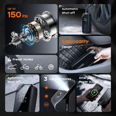 Vollyc Multifunkční akumulátorový kompresor EVO Tire Pump 150