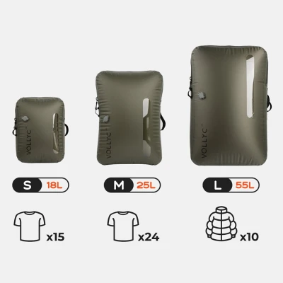 Vollyc Sada: Cestovní vakuové pytle EZY Pack S+M+L+NANO pumpa