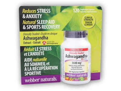 Webber Naturals Ashwagandha 3600 mg 120 kapslí Webber Naturals Ashwagandha 3600 mg 120 kapslí