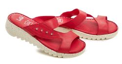 Wild 016935B červené dámské nazouváky na klínku