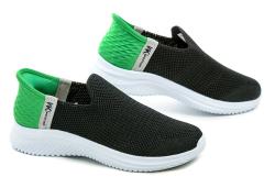 Wojtylko 5A25387C černo zelené chlapecké Slip-in polobotky
