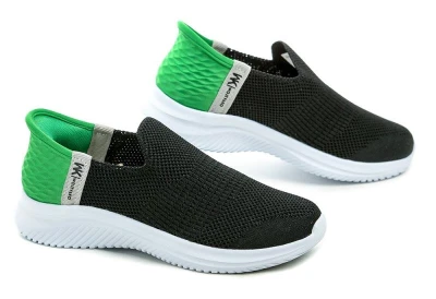 Wojtylko 5A25387C černo zelené chlapecké Slip-in polobotky