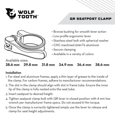 Wolf Tooth sedlová objímka 31.8mm Zelená Quick Release