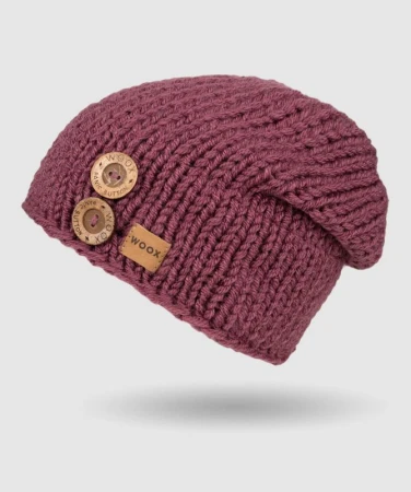 WOOX Berry Button Beanie vínová pánská čepice