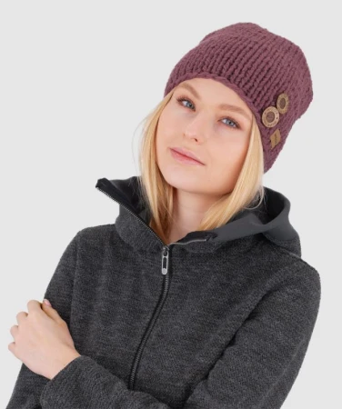 WOOX Berry Button Beanie vínová pánská čepice