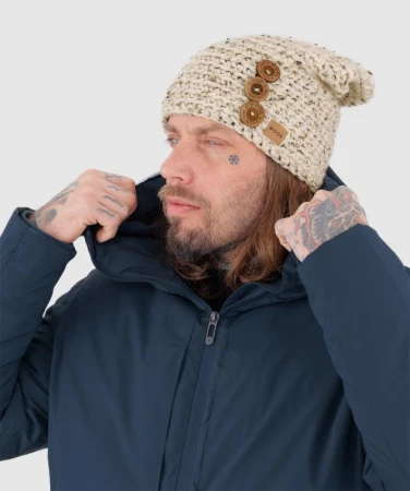 WOOX Kawhe Button Beanie béžová pánská čepice