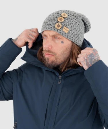 WOOX Mus Button Beanie šedá pánská čepice