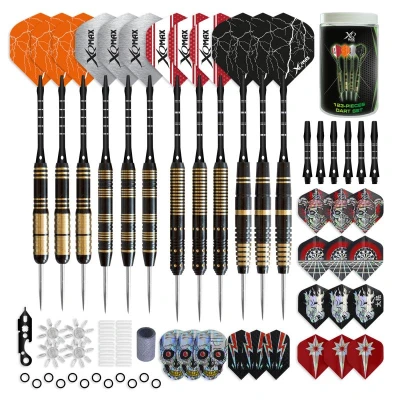 XQMax šipky 12x Steel Brass + příslušenství XQMax šipky 12x Steel Brass + příslušenství