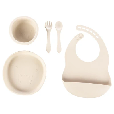 Zopa Silikonová dětská jídelní sada Sand Beige