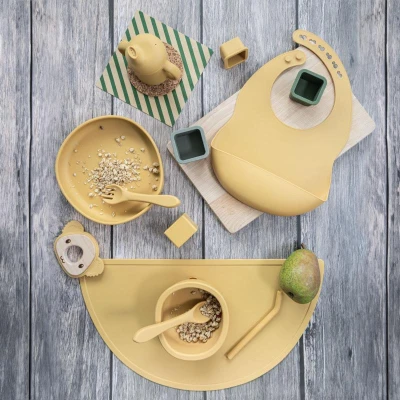 Zopa Silikonová dětská jídelní sada Sand Beige