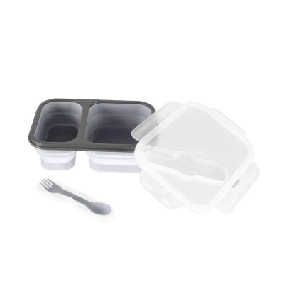 Zopa Silikonový svačinový box s příborem velký Dove Grey