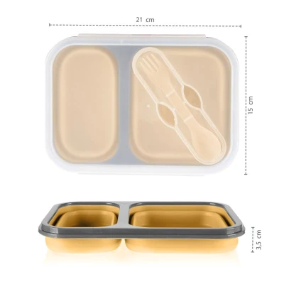 Zopa Silikonový svačinový box s příborem velký Mustard Yellow