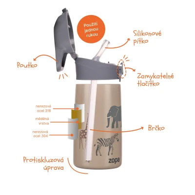 Zopa Termoska na pití s pítkem 400 ml Dino