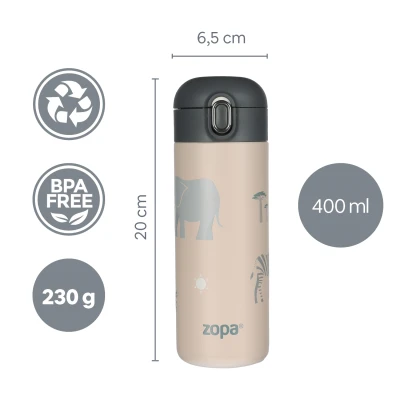 Zopa Termoska na tekutiny s brčkem 400 ml Candy pink