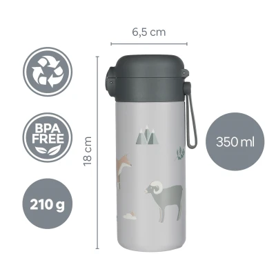 Zopa Termoska na tekutiny s brčkem a silikonovým držákem 350 ml Cookie beige