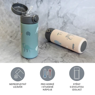 Zopa Termoska na tekutiny s brčkem a silikonovým držákem 350 ml Dino