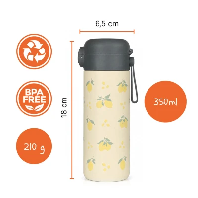 Zopa Termoska na tekutiny s brčkem a silikonovým držákem 350 ml Limoncello