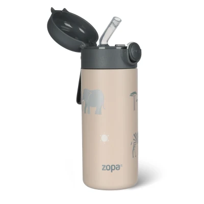 Zopa Termoska na tekutiny s brčkem a silikonovým držákem 350 ml Safari