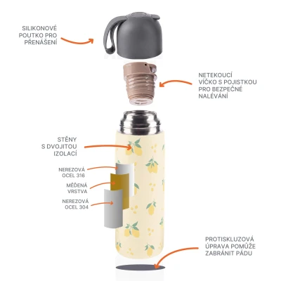 Zopa Termoska na tekutiny se silikonovým držákem 400 ml Limoncello