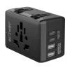 BlitzWolf BW-TA1 černý cestovní adaptér 4 v 1 2xUSB + C + PD 20W