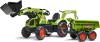 Falk šlapací traktor 2070W Claas backhoe s přední a zadní lžící a přívěsem