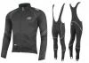 Force X70 šedo-černá cyklistická bunda + Force Z70 SOFTSHELL cyklokalhoty