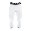 GAMEPATCH 3/4 TIGHTS WITH KNEE PADDING white kompresní kalhoty s chrániči kolen