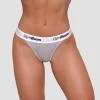 GymBeam Kalhotky Tanga 3Pack Grey POUZE M (VÝPRODEJ)