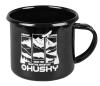 Husky hory černý plechový hrnek