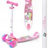 Raven Laviana Unicorn s LED koly white/pink dětská tříkolová koloběžka