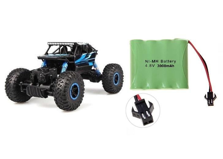 CONQUEROR 4x4 - 2,4Ghz - 1/18 - malý crawler - modrý + Náhradný akumulátor 2000mAh