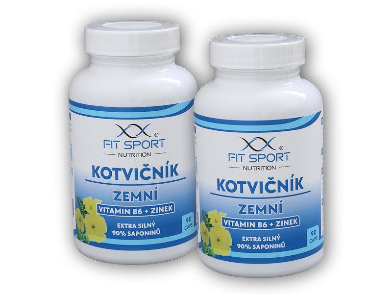 FitSport Nutrition 2x Kotvičník zemný 90% + Vitamín B6 + Zinok 90 kapsúl