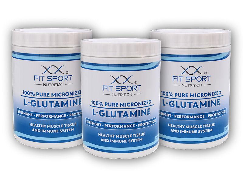 FitSport Nutrition 3x 100% Pure Micronized L-Glutamine 550g