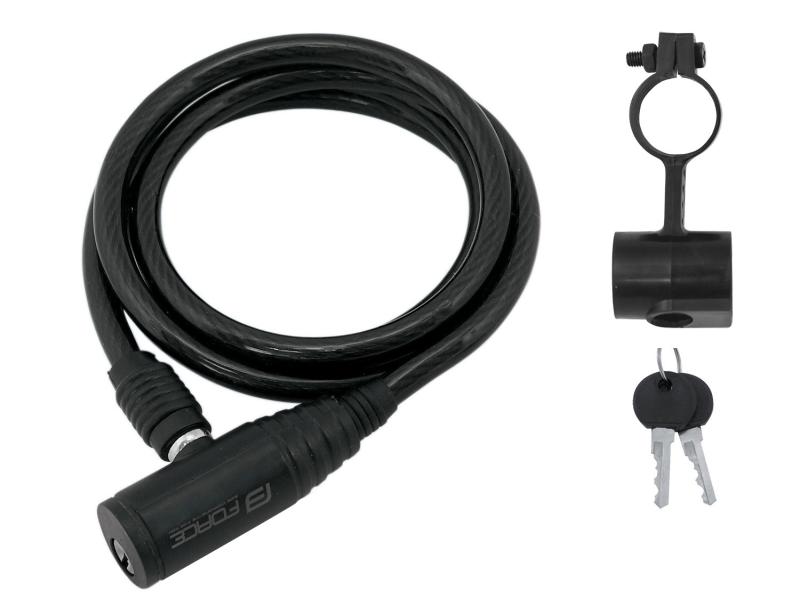 Force Zámek ECO spirálový s držákem 120cm/8mm, černý