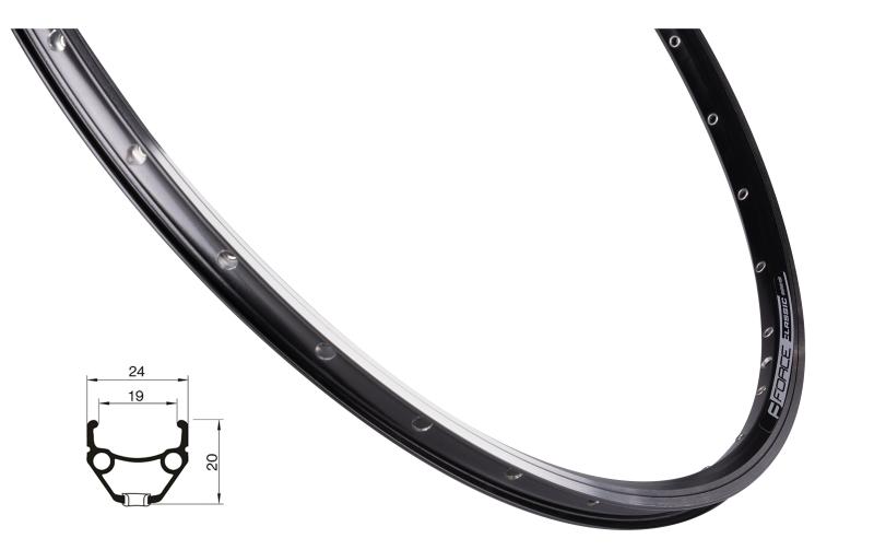 Force Ráfik CLASSIC 622x19, 36 dier, čierny