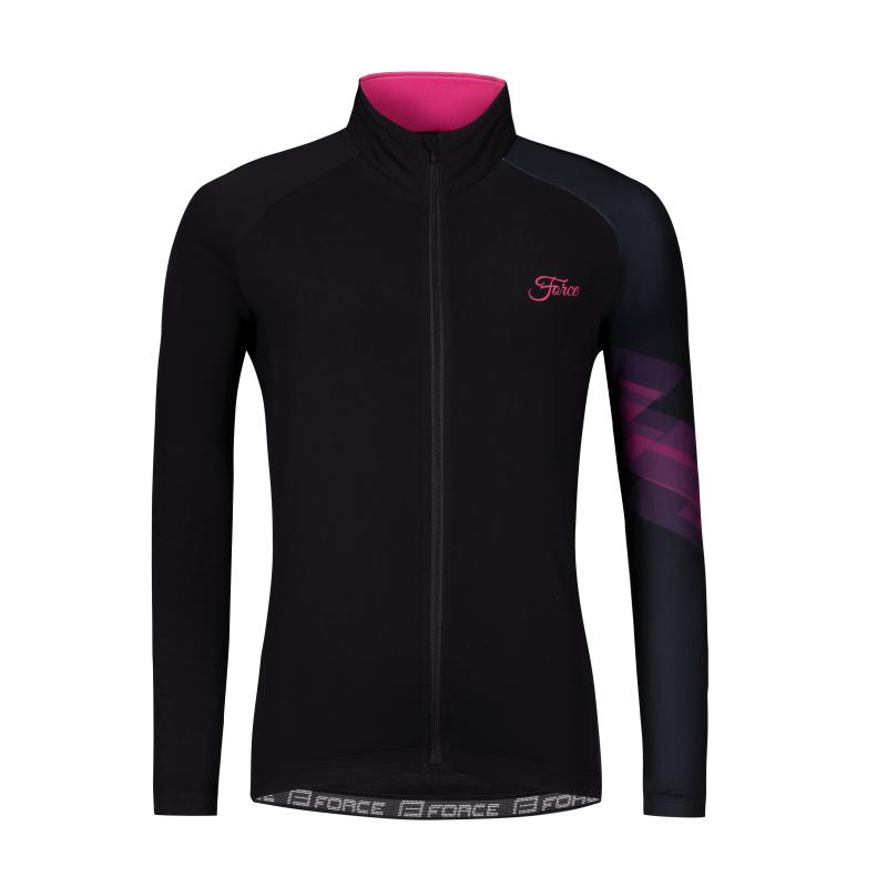 Force RIDGE LADY černo-růžový cyklistický dres - dlouhý rukáv