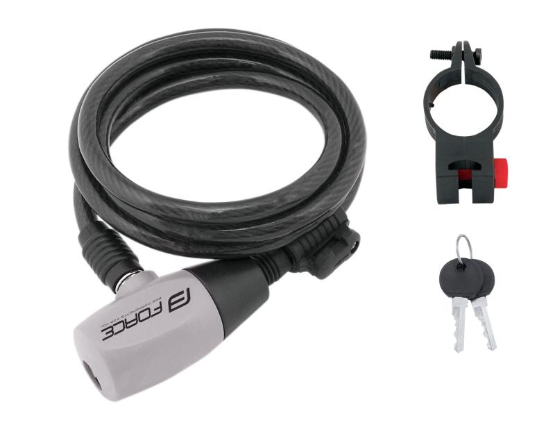 Force Zámek F RON spirálový s držákem 120cm/8mm, černý
