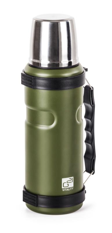 G21 Termofľaša na pitie, 1000 ml, khaki zelená s rukoväťou