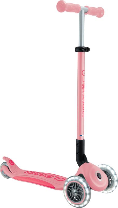 Globber Scooter Primo Foldable Plus Lights V2 - Pastel Pink/Fuchsia skládací